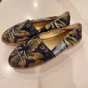 Prada! Like new! Only worn 1-2 times. Auth Prada Floral Espadrilles Flat Shoes